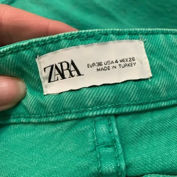 Zara Bloggers Favourite Brat Balletcore High Waisted Wide Leg Jeans Green Size 4 - Picture 12 of 16